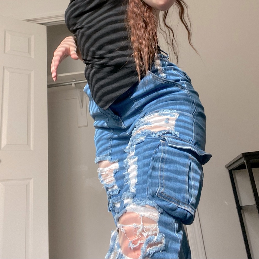 Fashion Nova Distressed Cargo Jeans